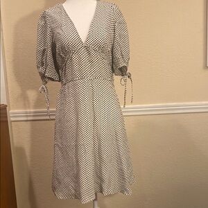 H&M Monochrome Polka Dot Midi Dress